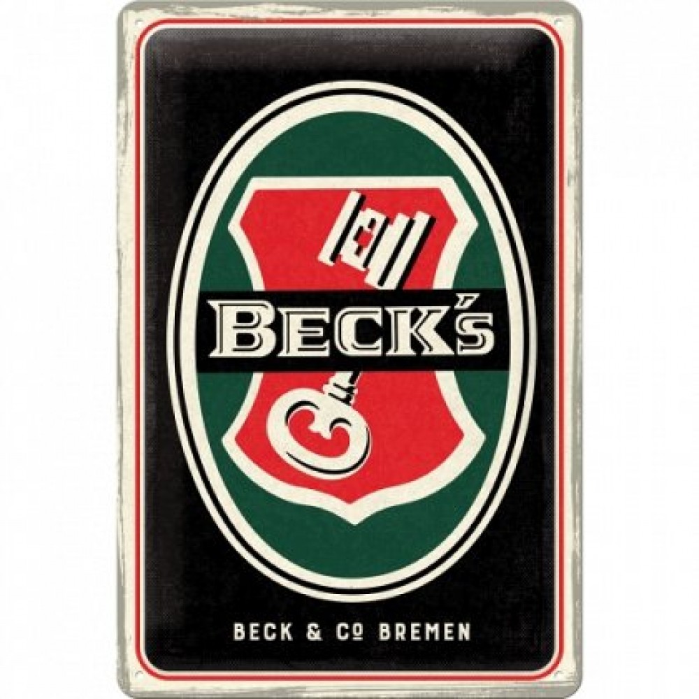 Placa metalica - Becks Key Logo - 20x30 cm